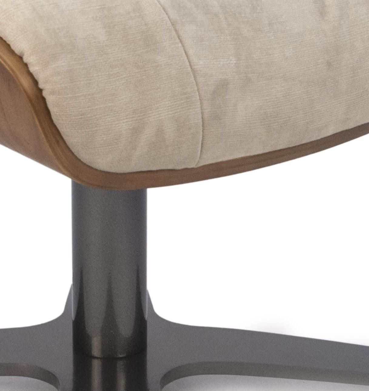 Puf de Tela o Terciopelo y Roble Natural - Véga