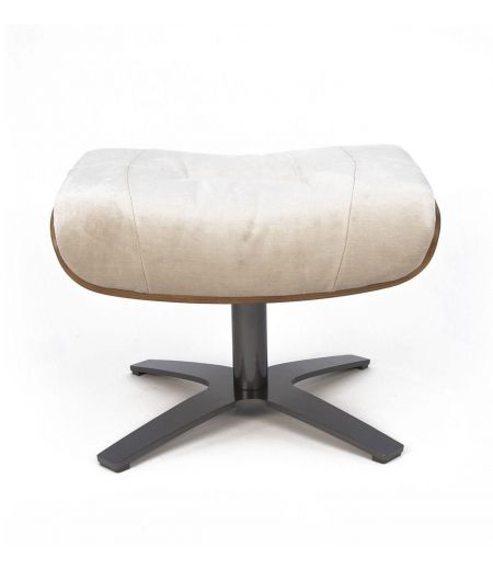 Pouf Tissu ou Velours et Chêne Naturel - Véga