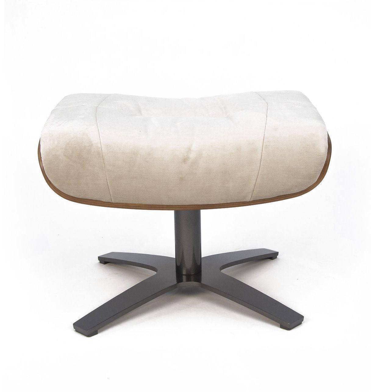 Pouf Tissu ou Velours et Chêne Naturel - Véga