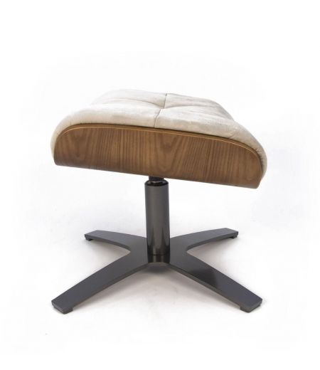 Pouf Tissu ou Velours et Chêne Naturel - Véga