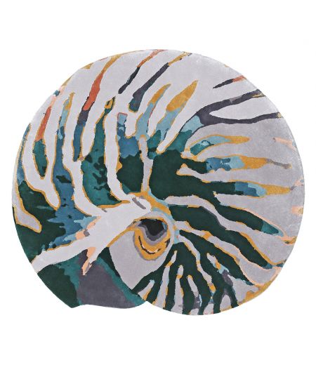 Blue, Beige and Orange Round Rug - Rainbow - Vert Canard