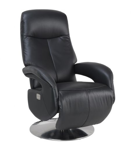 Sillón de relajación eléctrico de piel o Microstar - TOLMA - Negro