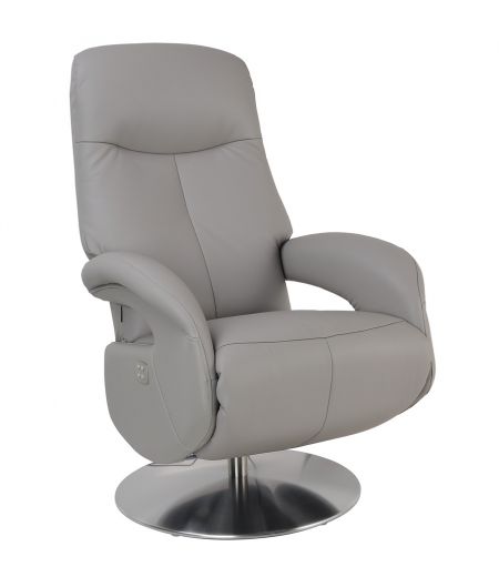 fauteuil -relaxation -electrique -2moteurs- design-cuir- gris - tourterelle-tolma