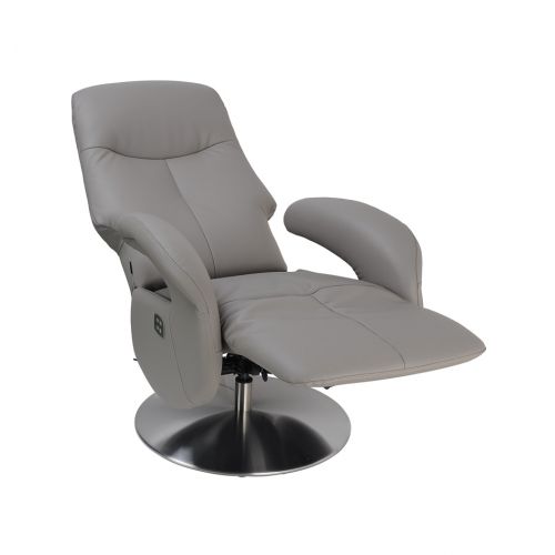 fauteuil -relaxation -electrique -2moteurs- design-cuir- gris - tourterelle-tolma