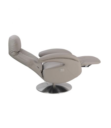 fauteuil -relaxation -electrique -2moteurs- design-cuir- gris - tourterelle-tolma