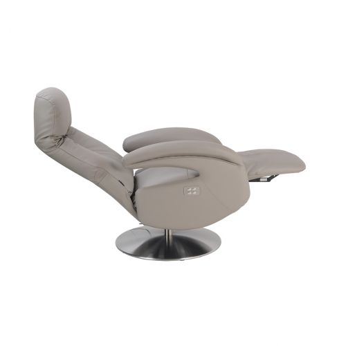 fauteuil -relaxation -electrique -2moteurs- design-cuir- gris - tourterelle-tolma