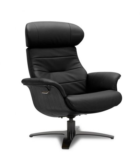 Fauteuil en cuir et bois noir - Véga - Noir