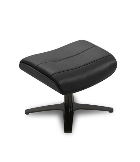 Leather and Black Oak Pouf - Véga - Black