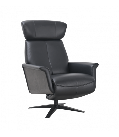 Fauteuil de relaxation électrique en Bois et Cuir  - NOVA - Noir