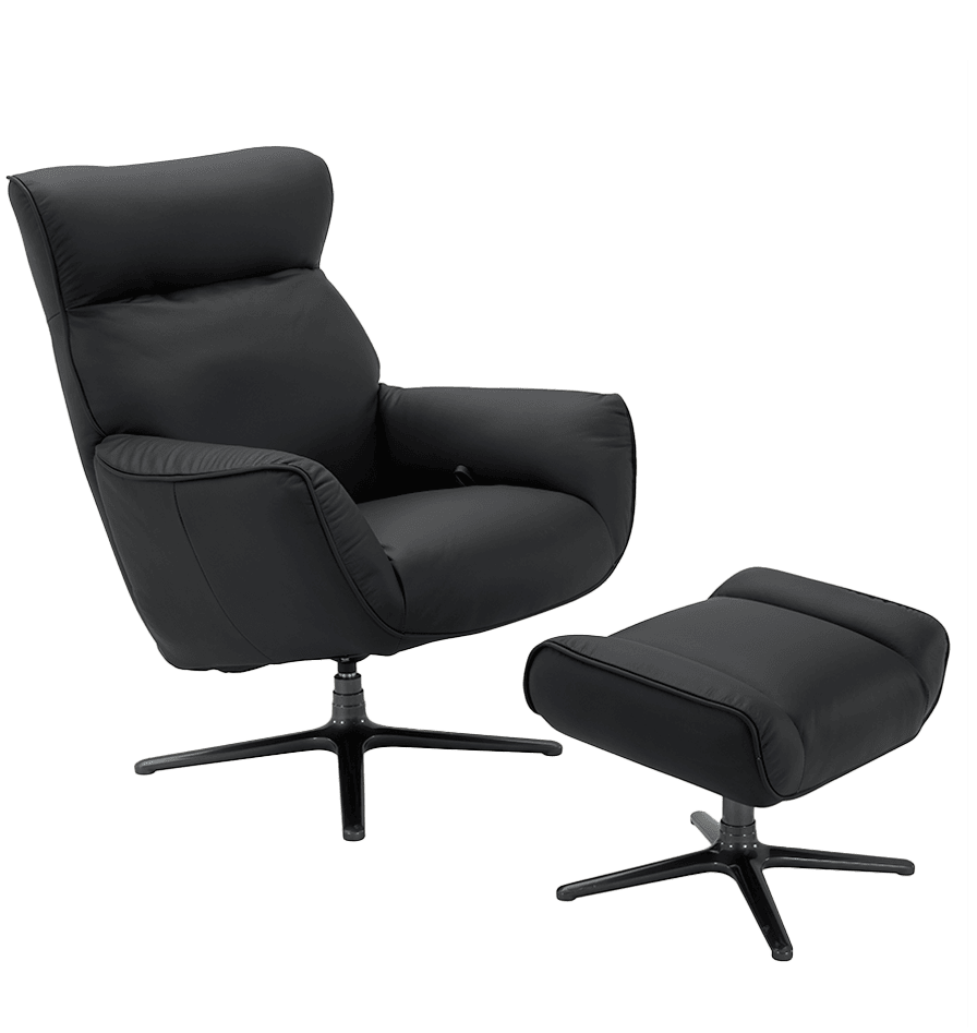 Fauteuil + Pouf Relax Manuel - Cuir ou Tissu - CASSIOPEE