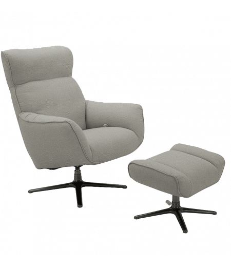 Fauteuil + Pouf Relax Manuel - Cuir ou Tissu - CASSIOPEE - Silver