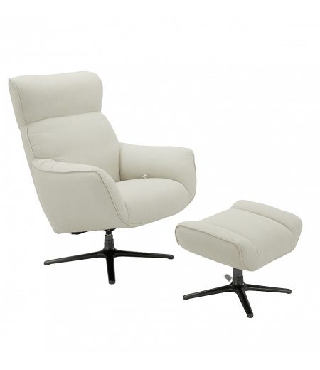 Fauteuil + Pouf Relax Manuel - Cuir ou Tissu - CASSIOPEE - Beige