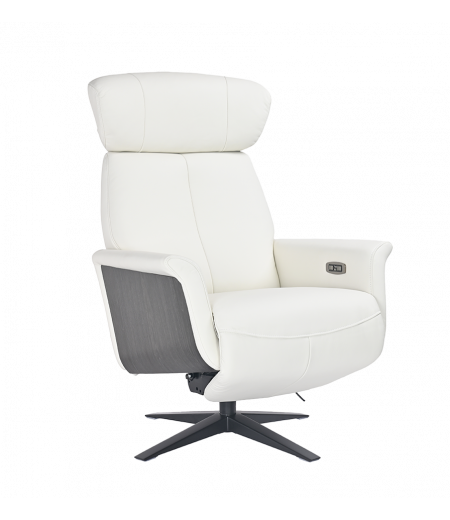 Fauteuil de relaxation électrique en Bois et Cuir  - NOVA - Blanc