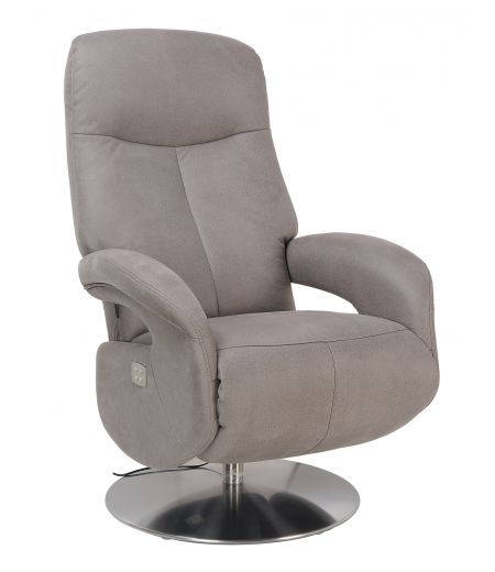Sillón de relajación eléctrico de piel o Microstar - TOLMA - Gris