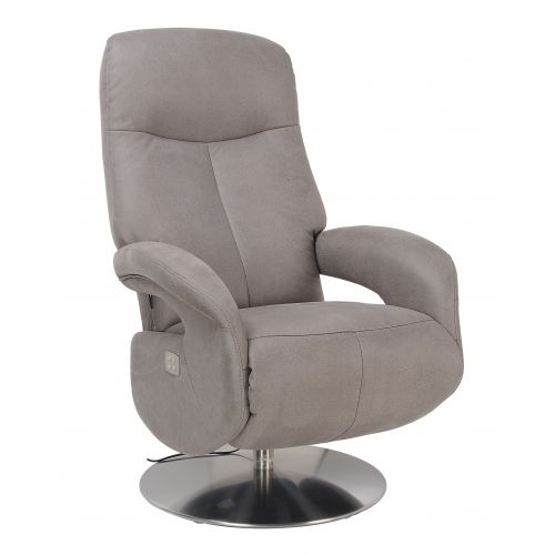 Fauteuil de Relaxation Electrique - Cuir et Microstar - TOLMA - gris - gris cendré
