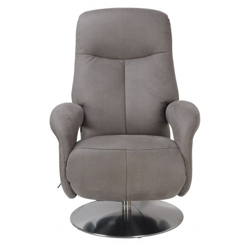 Fauteuil de Relaxation Electrique - Cuir et Microstar - TOLMA - gris - gris cendré