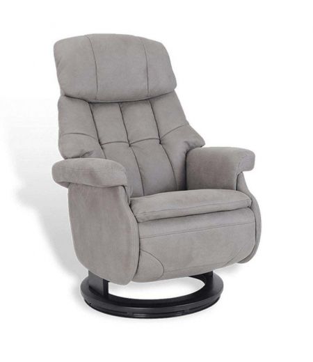 copy of Design Relaxation Armchair with Integrated Pouf - Leather and Microstar - COSY - Tourterelle 100