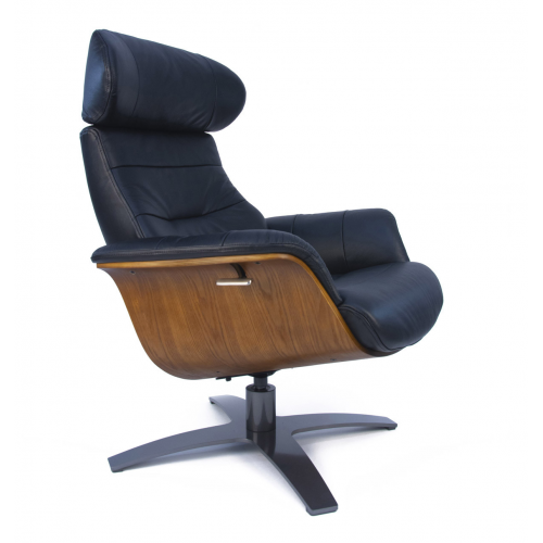 Fauteuil en cuir et bois chêne naturel - Véga