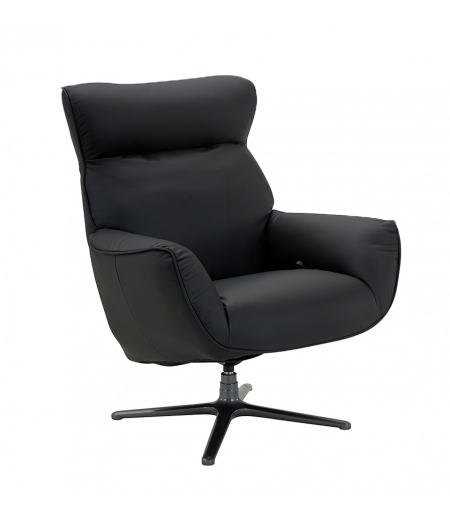 DESTOCKAGE Fauteuil de Relaxation Design - Cuir ou Tissu - CASSIOPEE - Noir