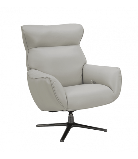 DESTOCKAGE Fauteuil de Relaxation Design - Cuir ou Tissu - CASSIOPEE - Gris